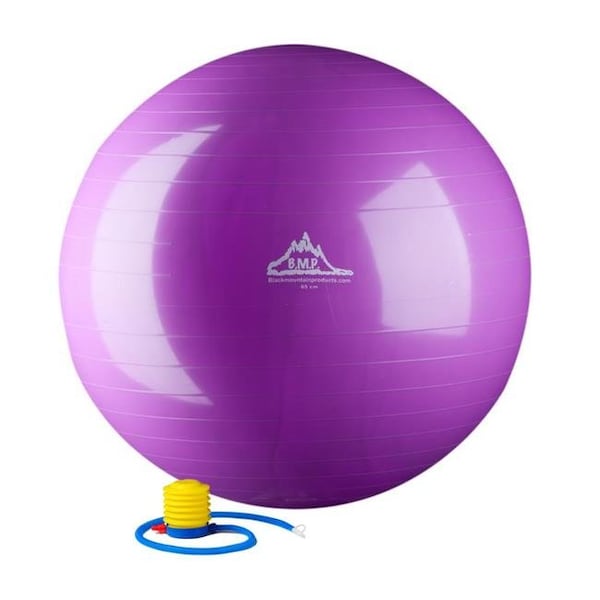 Black Mountain Products 45cm Purple Gym Ball 45 cm Static Strength Exercise Stability Ball with Pump; Purple 45cm Purple Gym Ball - main